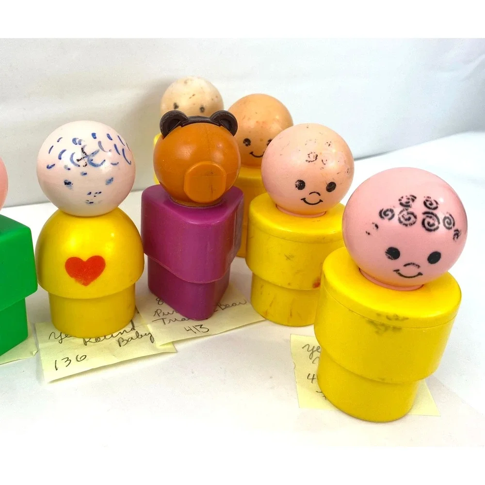 Vintage 90s Fisher Price Jumbo Chunky Little People Lot Set of 10 People Animals